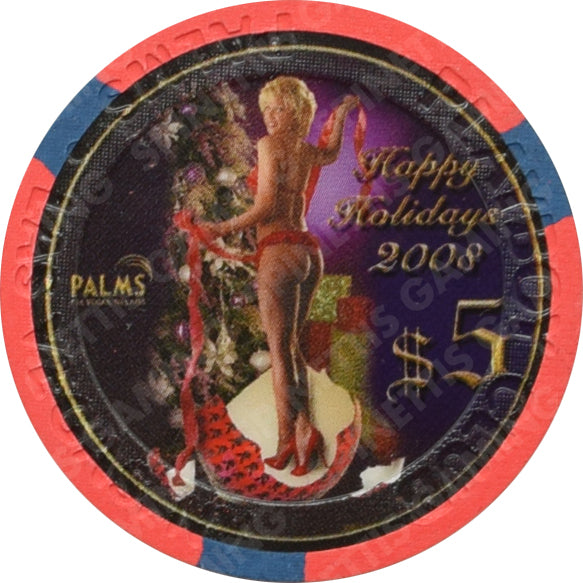 Playboy Palms Casino Las Vegas Nevada $5 Happy Holidays Chip 2008