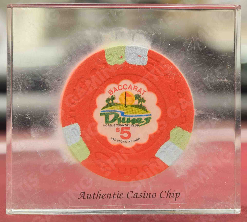 Authentic Casino Chips in Lucite Paperweight