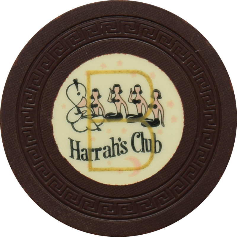 Harrah's Casino Reno & Lake Tahoe Nevada Brown Overstamped B Inlay Roulette Chip 1956