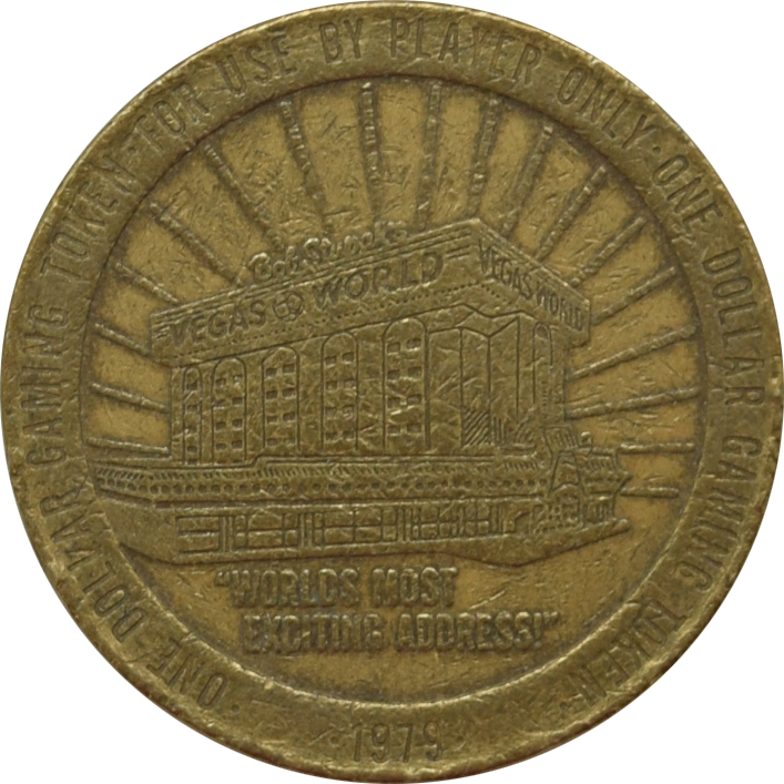 Vegas World Casino Las Vegas Nevada $1 Token 1979