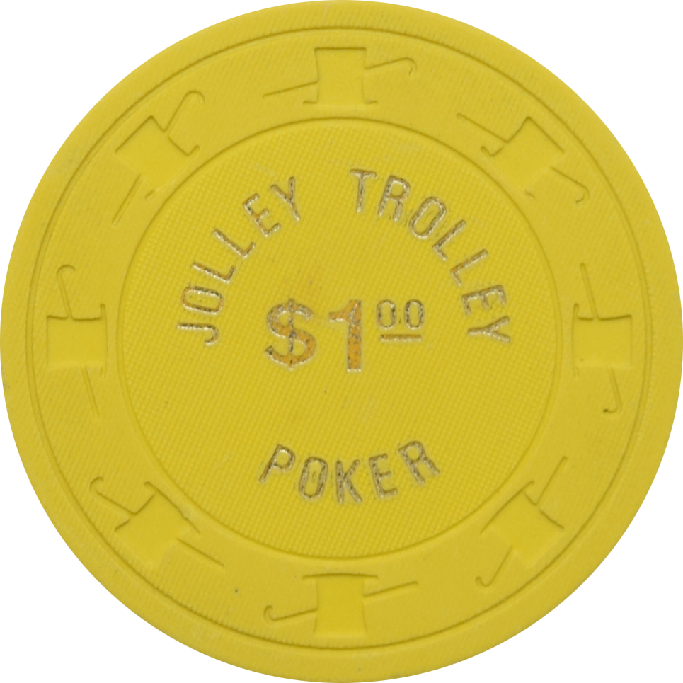 Jolly Trolley Casino Las Vegas Nevada $1 Yellow Poker Chip 1981