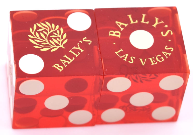 Bally's Casino Las Vegas Red Pair of Matching Number Gold Foil Dice