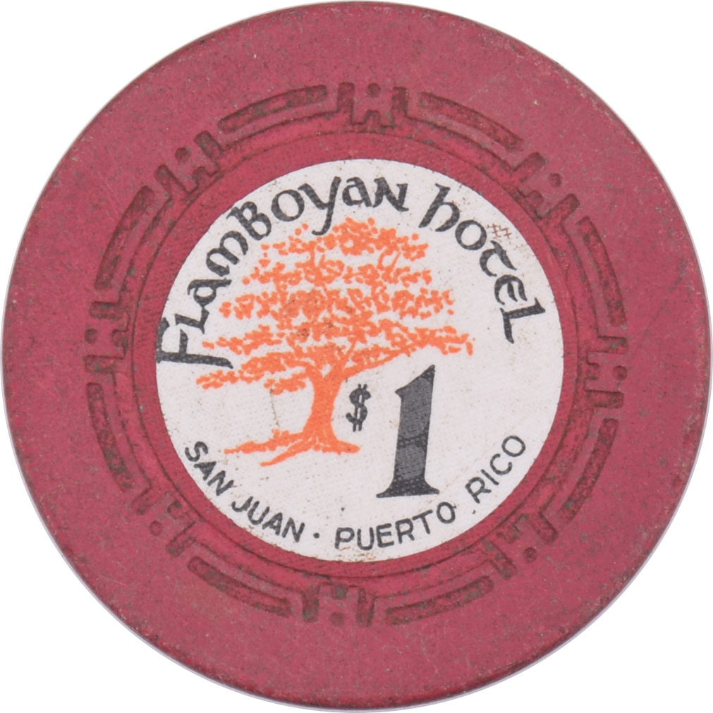 Flamboyan Hotel Casino San Juan Puerto Rico $1 Red H.C.E Mold Chip