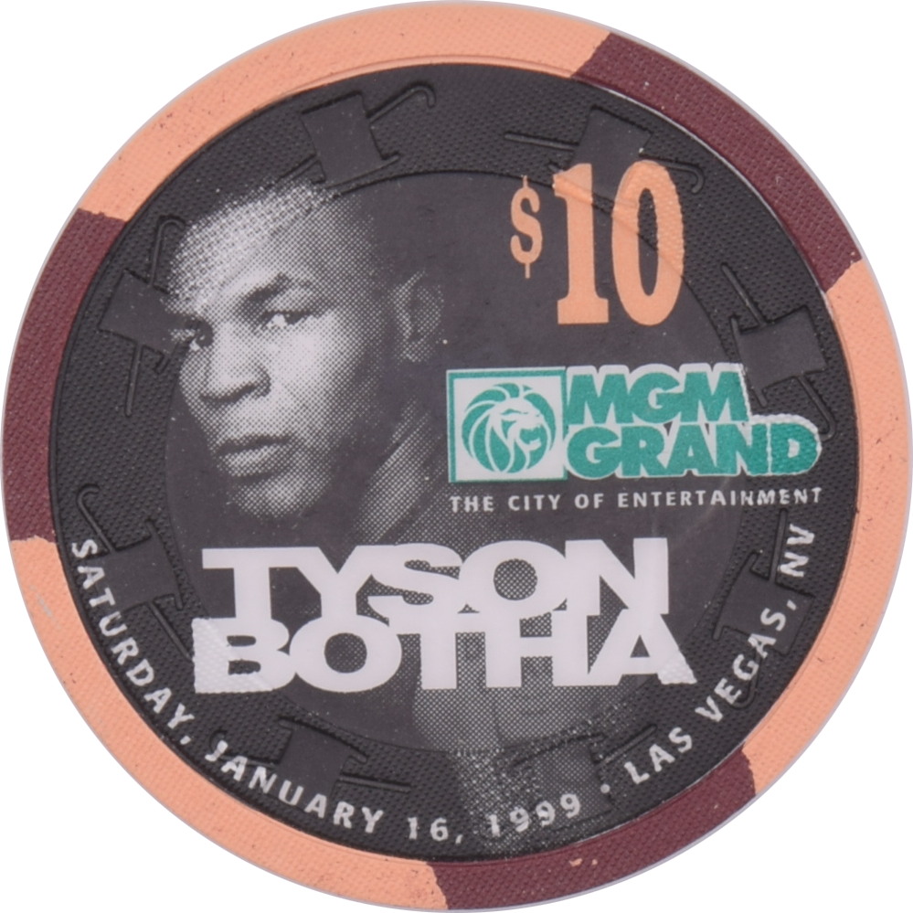 MGM Grand Casino Las Vegas Nevada $10 Botha vs Tyson Fight Chip 1999