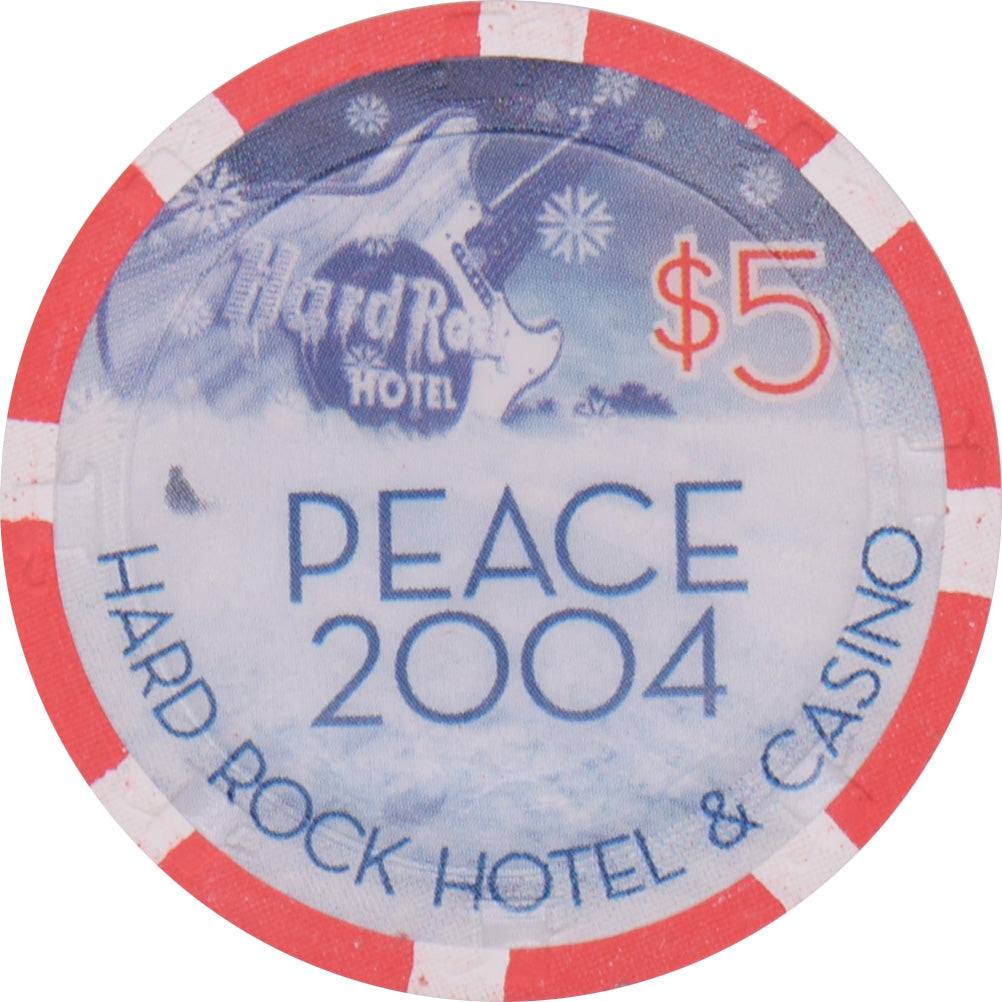 Hard Rock Casino Las Vegas Nevada $5 Christmas / Peace Chip 2004