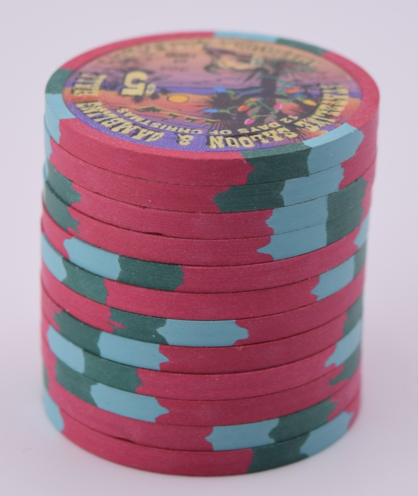 Stateline Saloon Casino Amargosa Valley NV Set of 12 $5 Chips with 12 Days of Christmas 1996