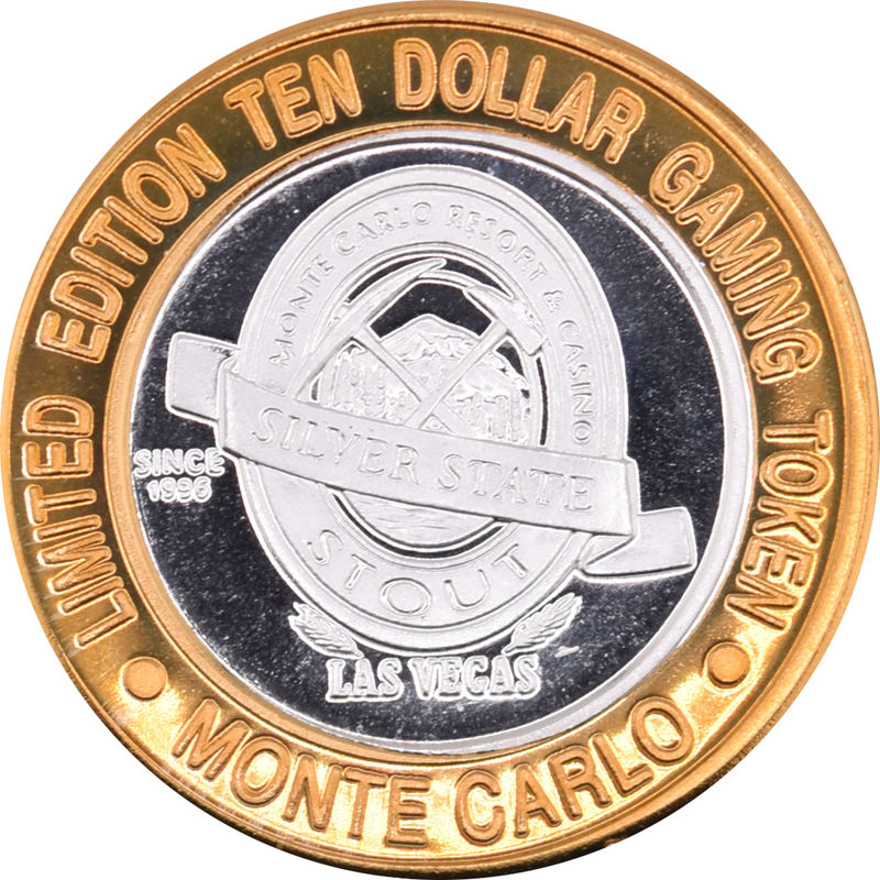 Monte Carlo Resort & Casino Las Vegas "Silver State Stout" $10 Silver Strike .999 Fine Silver 2000