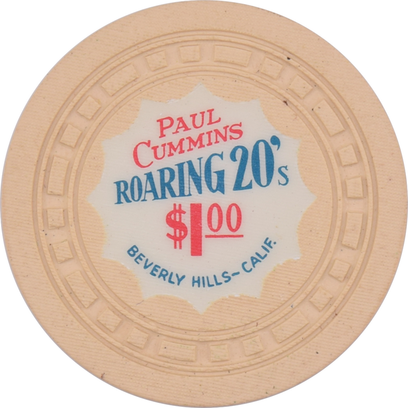 Paul Cummins Roaring 20's Card Room Beverly Hills California $1 Chip