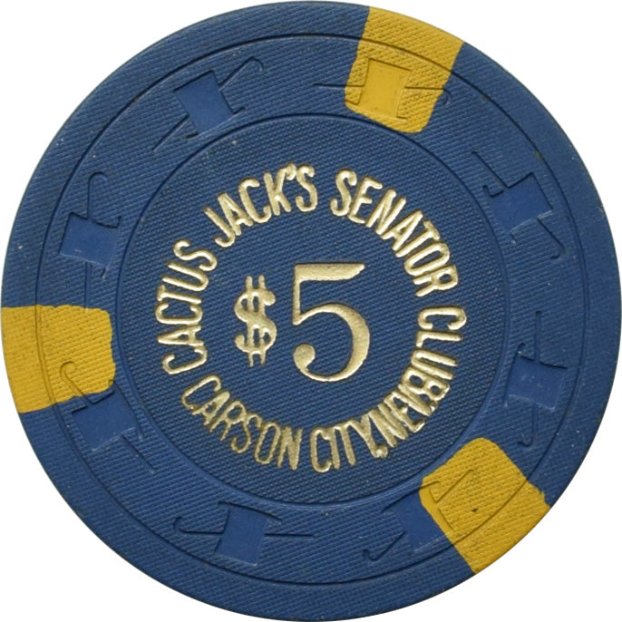 Cactus Jack's Senator Club Casino Carson City Nevada $5 Chip 1970s