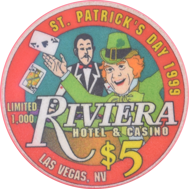 Riviera Casino Las Vegas Nevada $5 St. Patrick's Day Chip 1999