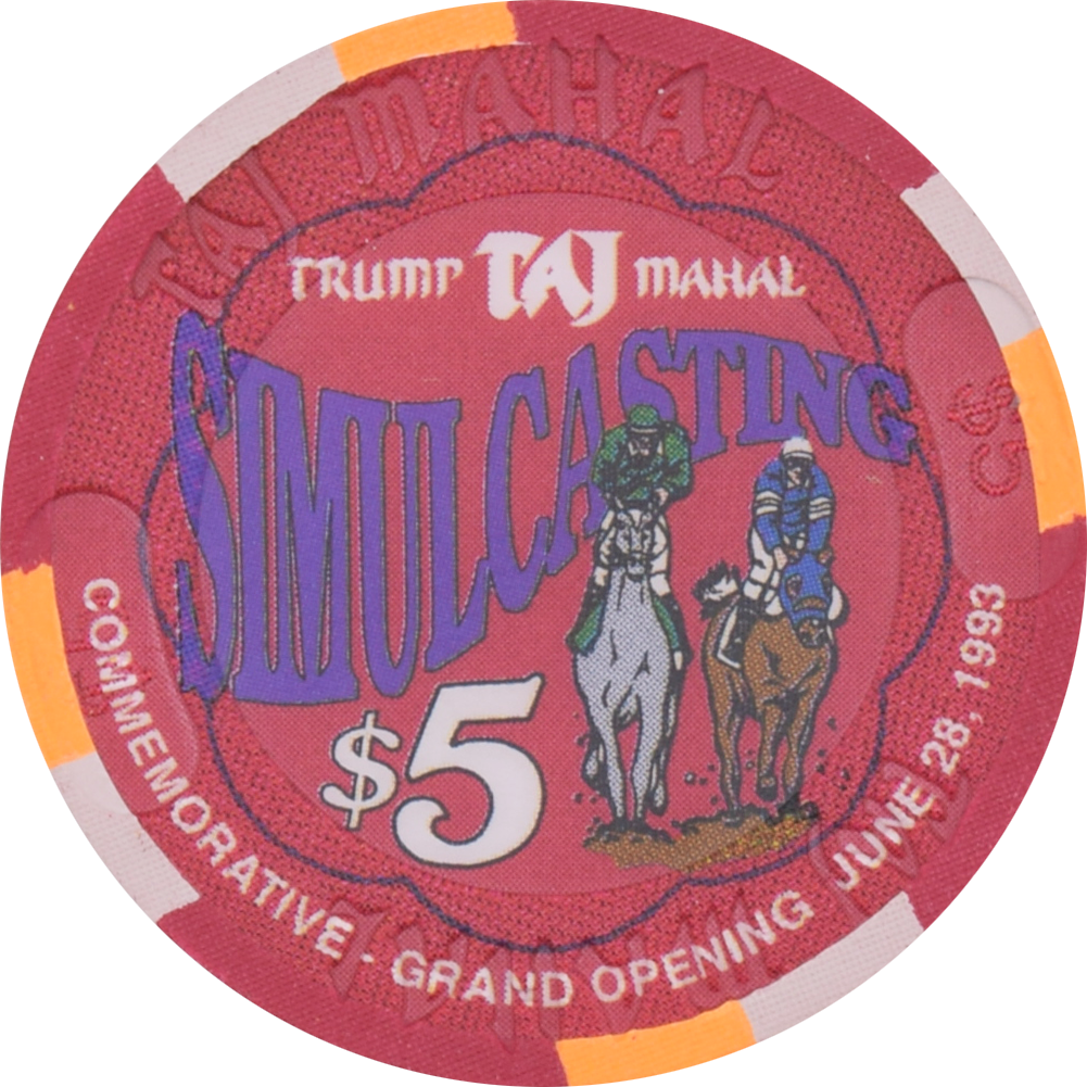 Trump Taj Mahal Casino Atlantic City New Jersey $5 Poker Room Grand Opening Chip 1993