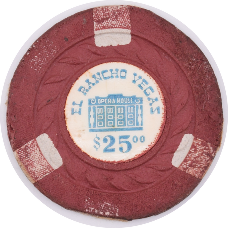 El Rancho Vegas Casino Las Vegas Nevada $25 Fire Damaged Chip 1960