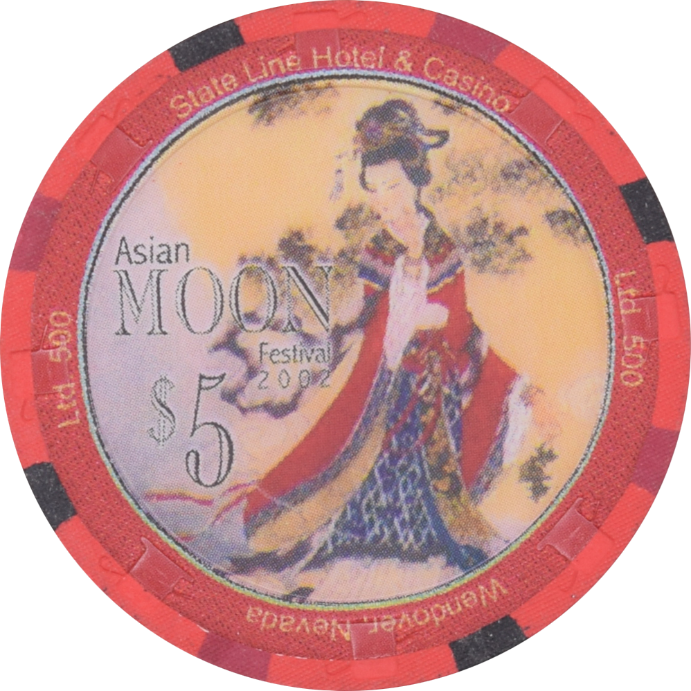 State Line Casino Wendover Nevada $5 Asian Moon Festival Chip 2002