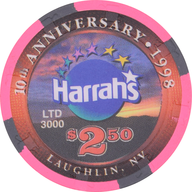 Harrah's Casino Laughlin Nevada $2.50 10th Anniversary Chip 1998