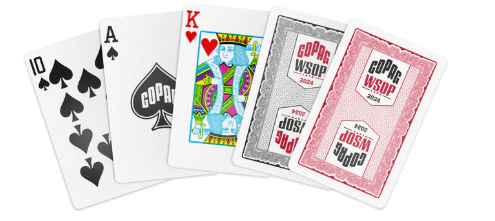 Copag WSOP 2024 Tournament Used 100% Plastic Playing Cards - Narrow Size (Bridge)Standard Index Black/Red Double Deck Set