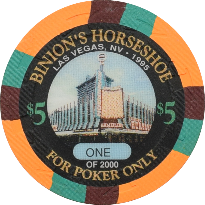 Horseshoe Club (Binion's) Casino Las Vegas Nevada $5 Little Man Popwell 43mm Chip 1995