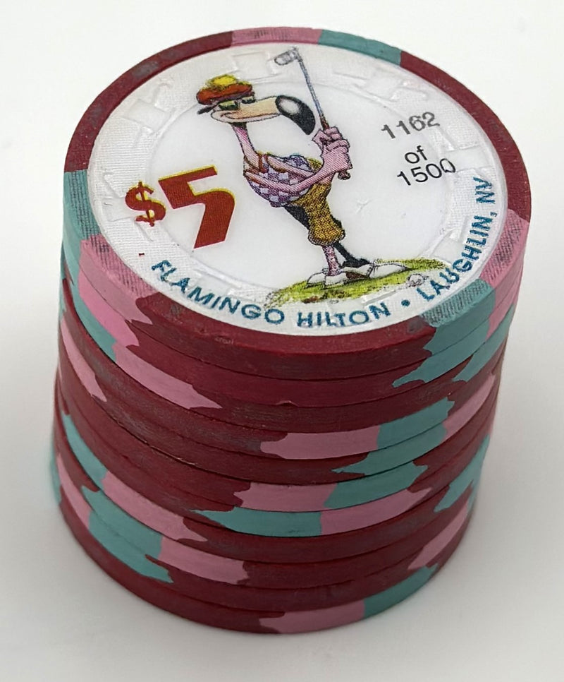 Flamingo Hilton Casino Laughlin Nevada $5 Cool Bird Set of 11 Chips