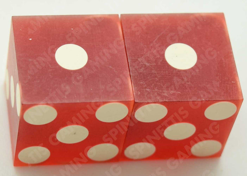 Pioneer Hotel & Gaming Hall Casino Laughlin Nevada Red Used Pair of Dice