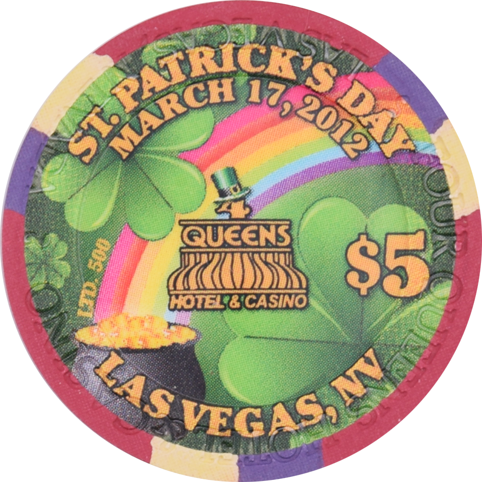 Four Queens Casino Las Vegas Nevada $5 St. Patrick's Day Chip 2012