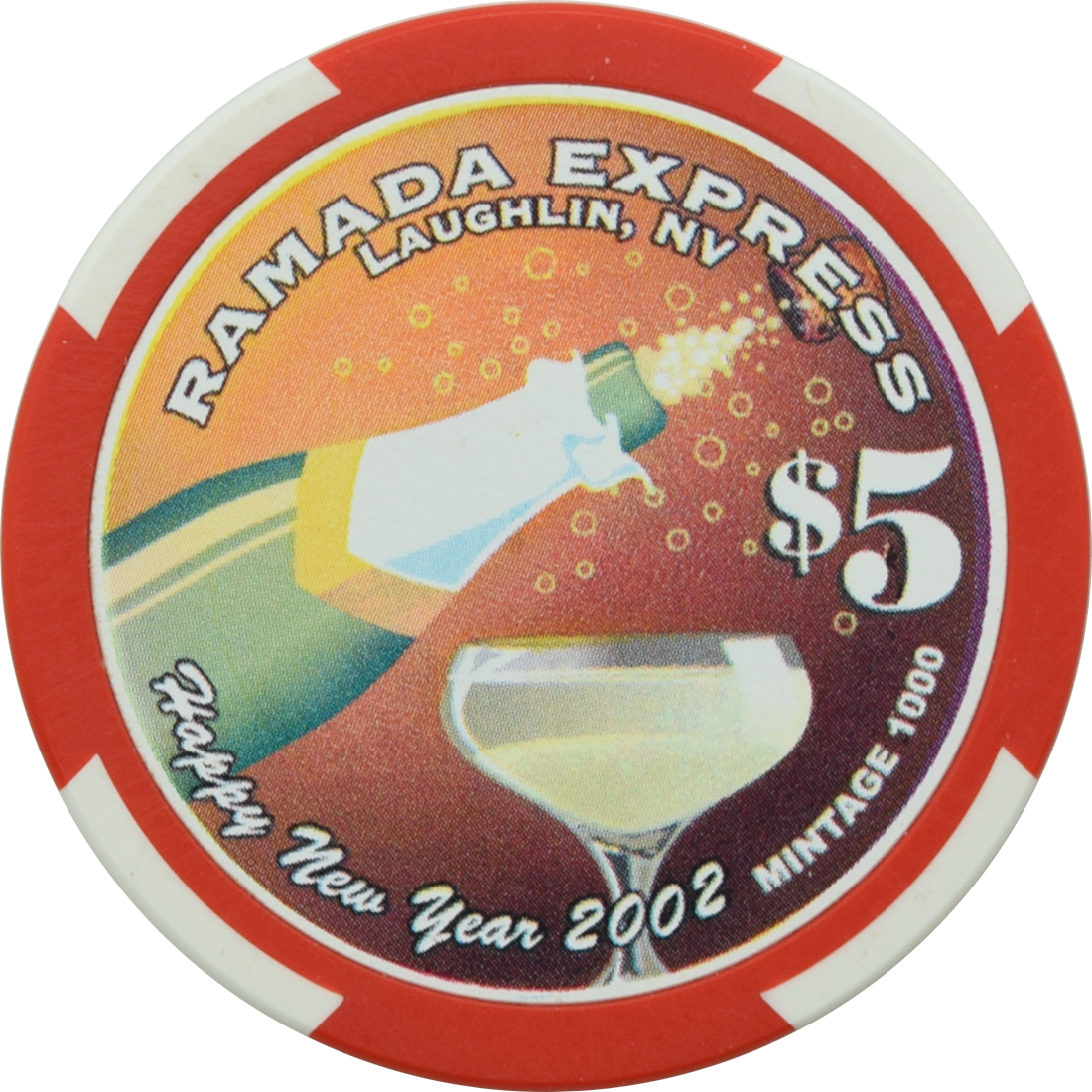 Ramada Express Casino Las Vegas Nevada $5 Christmas/New Years Chip 2001