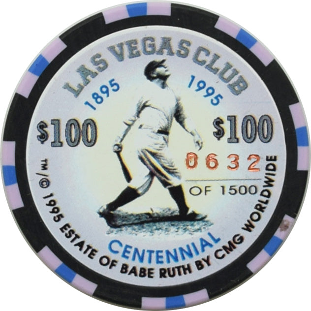 Las Vegas Club Casino Las Vegas Nevada $100 Babe Ruth Chip 1995