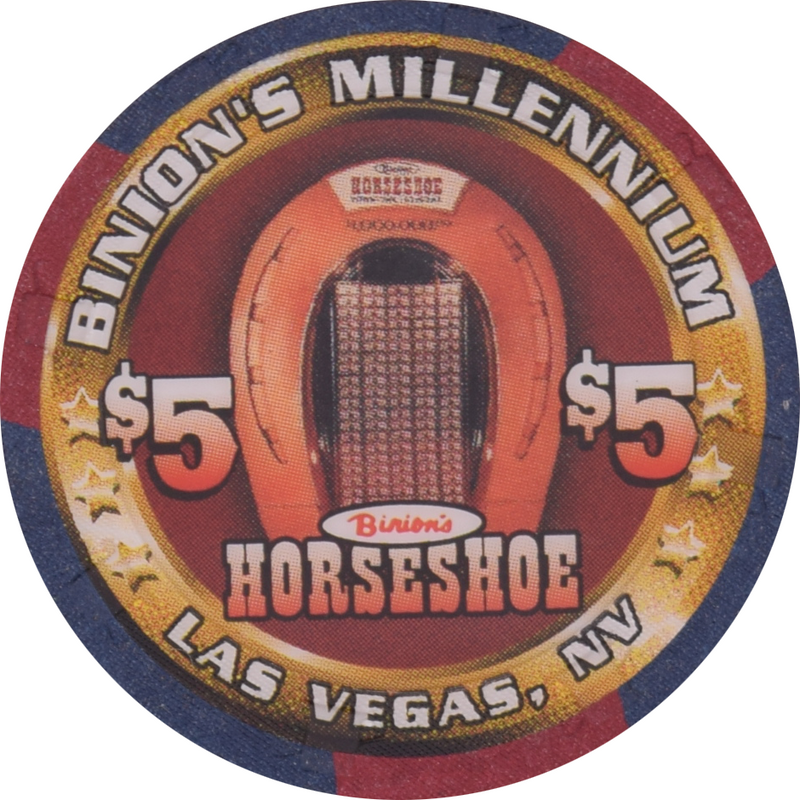 Horseshoe Club Casino Las Vegas Nevada $5 Hotel Apache Millennium Chip 1999