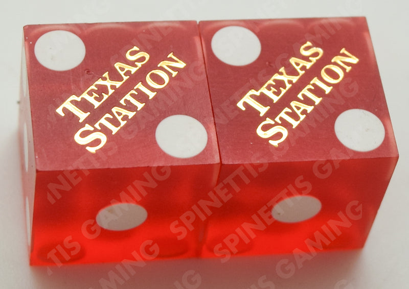 Texas Station Casino Las Vegas Nevada Red Sanded Pair of Dice