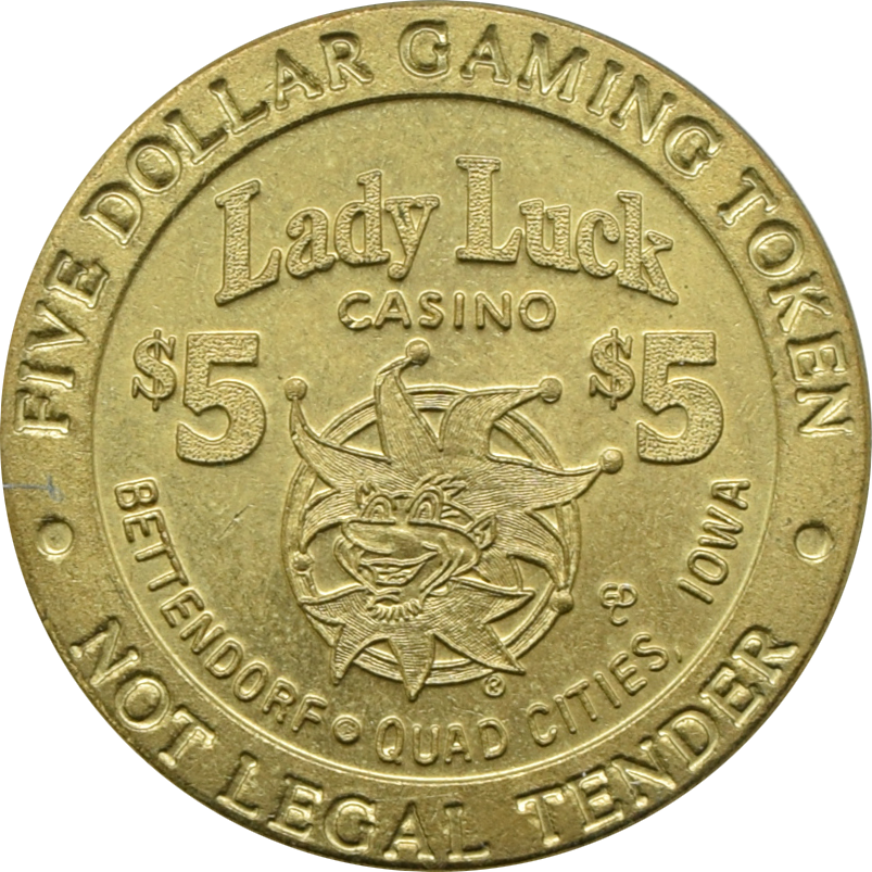 Lady Luck Casino Bettendorf Iowa $5 Token