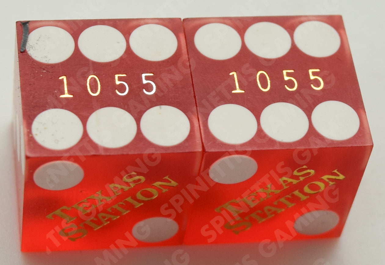 Texas Station Casino Las Vegas Nevada Red Sanded Pair of Dice