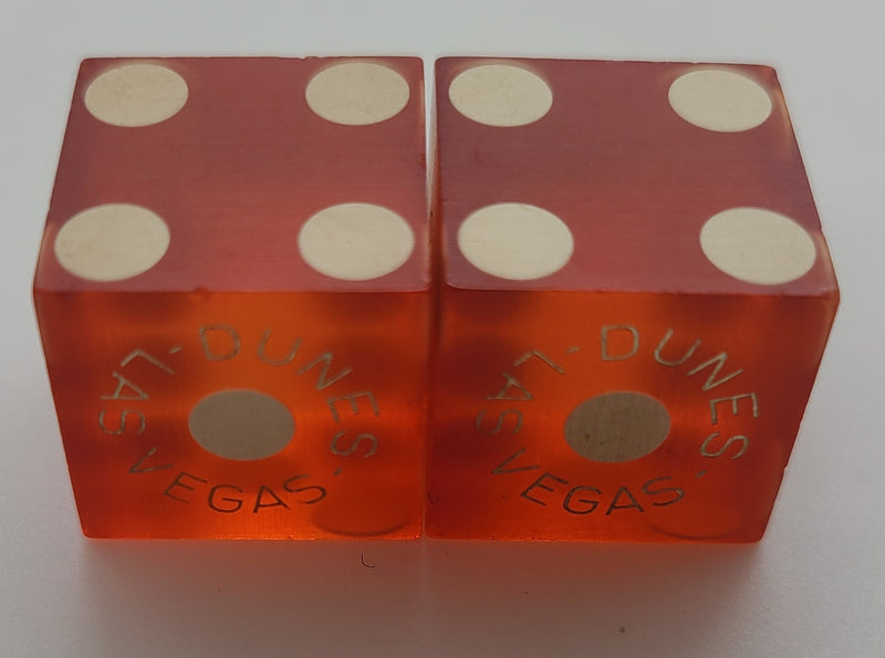 Dunes Casino Used Orange Dice Las Vegas Nevada 1970's