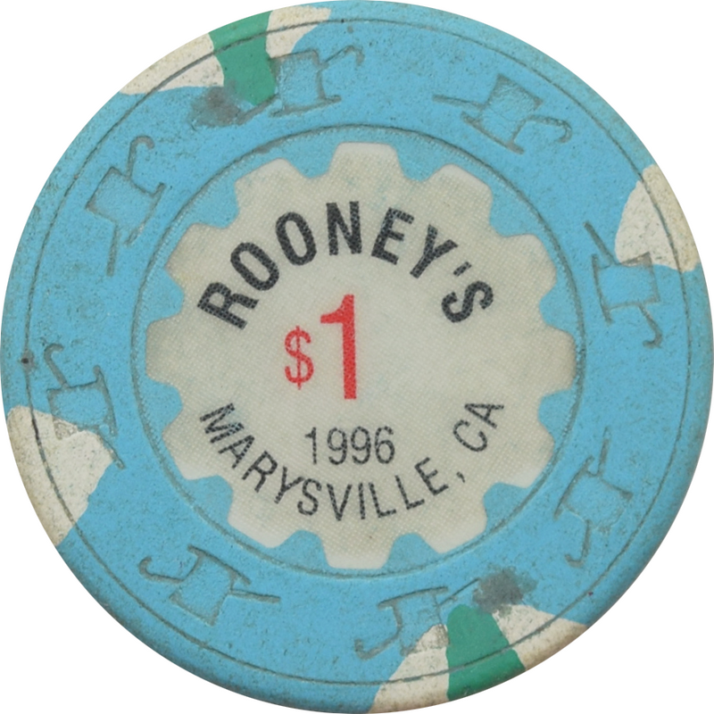 Rooney's Card Room Casino Marysville California $1 Chip