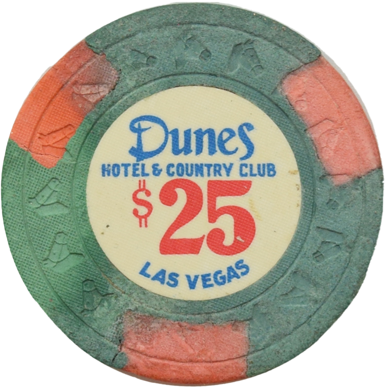 Dunes Casino Las Vegas Nevada $25 Dig Chip 1980