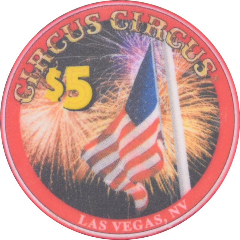 Circus Circus Casino Las Vegas Nevada $5 4th of July Chip 2001