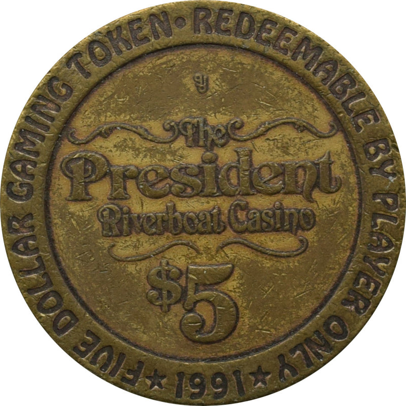 President Casino Davenport Iowa $5 Token