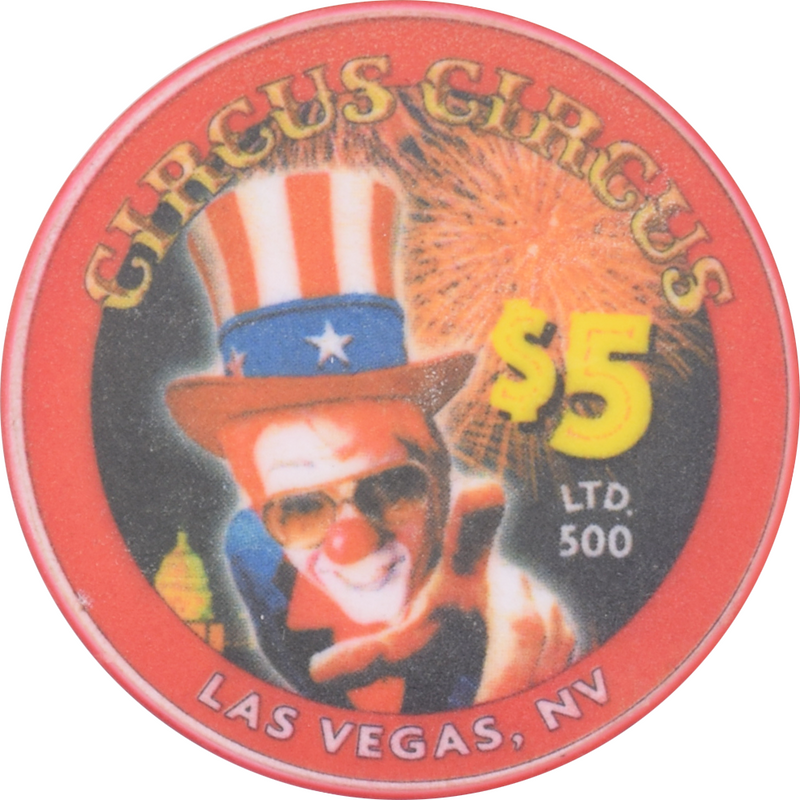 Circus Circus Casino Las Vegas Nevada $5 4th of July Chip 2000