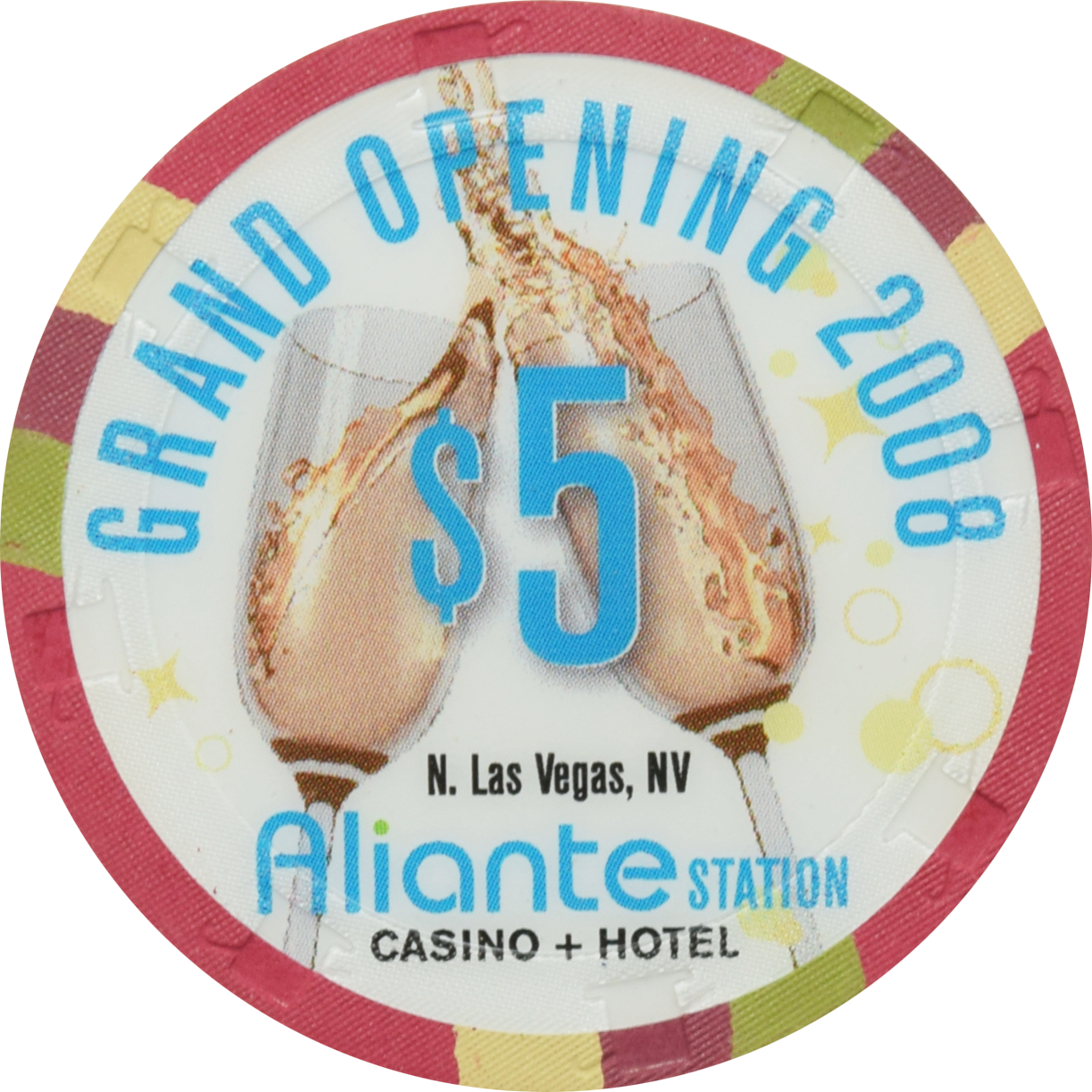 Aliante Station Casino N. Las Vegas Nevada $5 Grand Opening Chip 2008