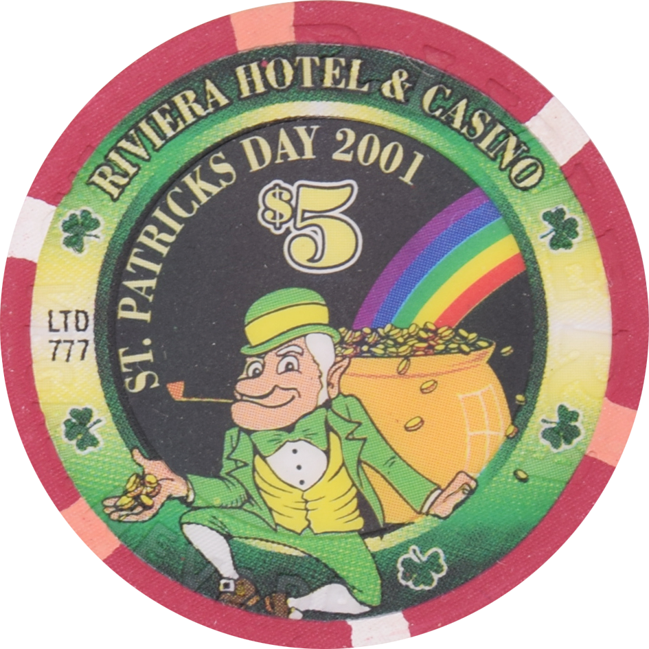 Riviera Casino Las Vegas Nevada $5 St. Patrick's Day Chip 2001