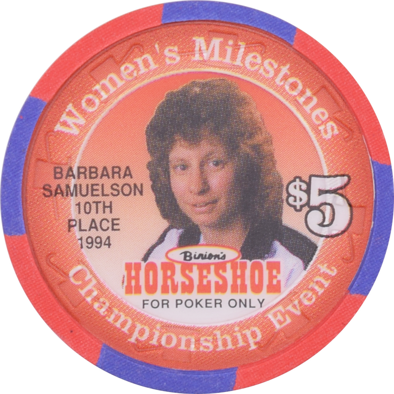 Horseshoe Club (Binion's) Casino Las Vegas Nevada $5 Barbara Samuelson Chip 1996