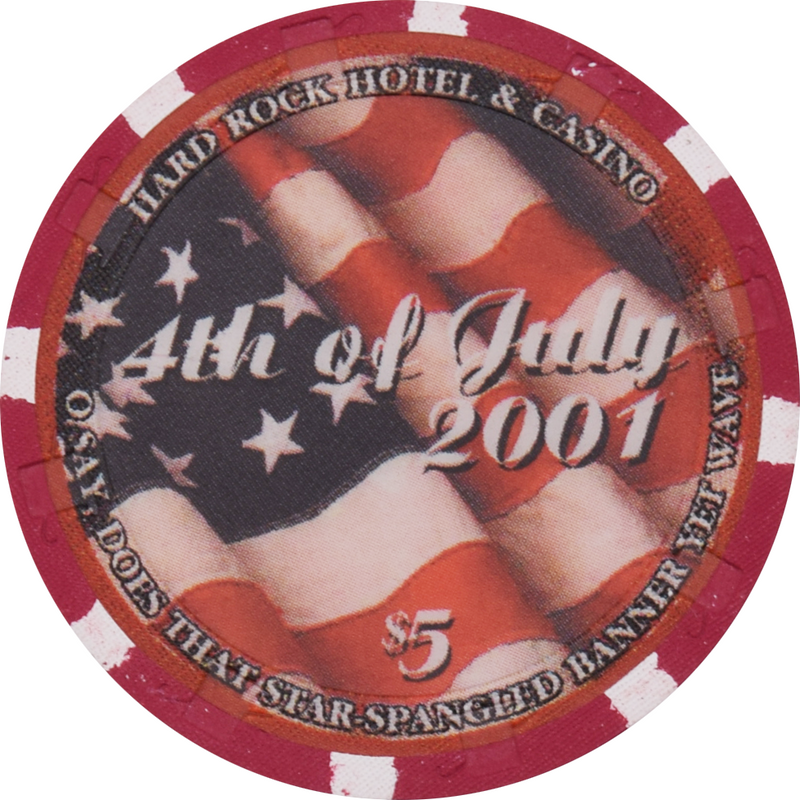 Hard Rock Casino Las Vegas Nevada $5 Independence Day Chip 2001