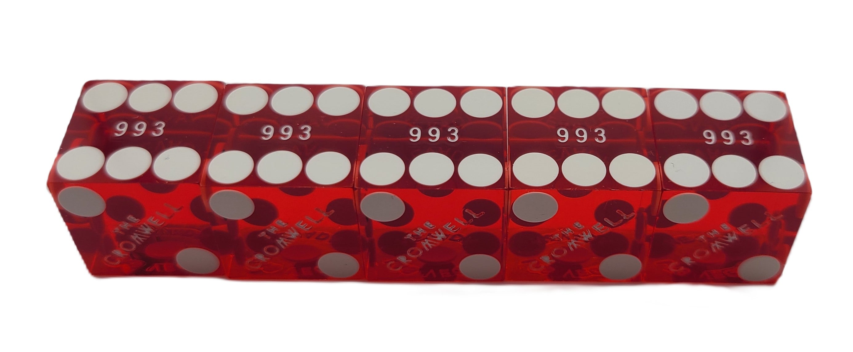 Cromwell Casino Las Vegas Nevada Used Red Polished Stick of 5 Dice