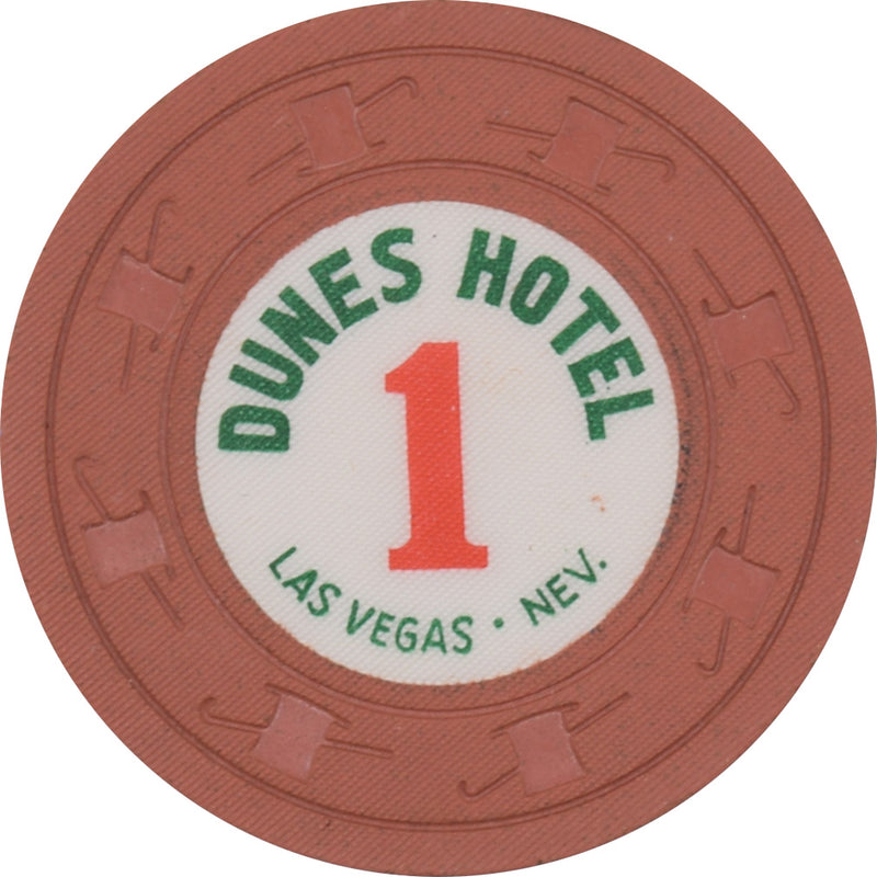 Dunes Casino Las Vegas Nevada Roulette 1 Light Brown Chip 1960