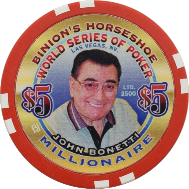 Horseshoe Club (Binion's) Casino Las Vegas Nevada $5 John Bonetti Millionaire Chip 2002