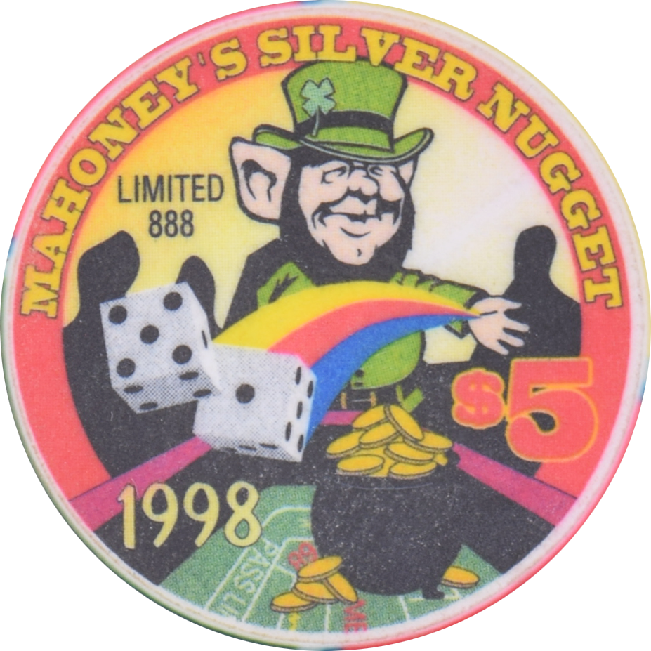 Mahoney's Silver Nugget Casino N. Las Vegas Nevada $5 St. Patrick's Day Chip 1998