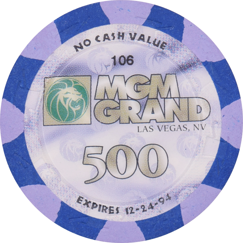 MGM Grand Casino Las Vegas Nevada $500 NCV 43mm Chip 1994