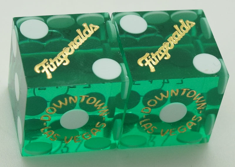 Fitzgeralds Casino Las Vegas Nevada Green Dice Pair Matching Numbers