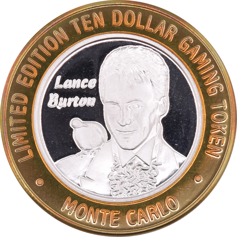 Monte Carlo Resort & Casino Las Vegas "Lance Burton with Dove" $10 Silver Strike .999 Fine Silver 2000