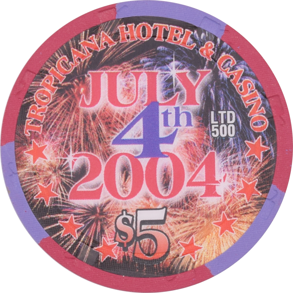 Tropicana Casino Las Vegas Nevada $5 4th of July Chip 2004