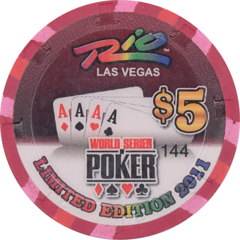 Rio Casino Las Vegas Nevada $5 WSOP Quad Aces Chip 2011