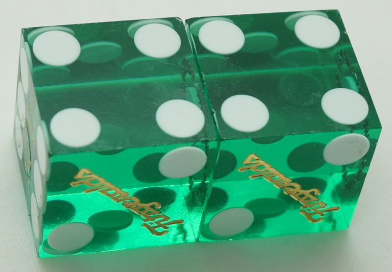 Fitzgeralds Casino Las Vegas Nevada Green Dice Pair Matching Numbers