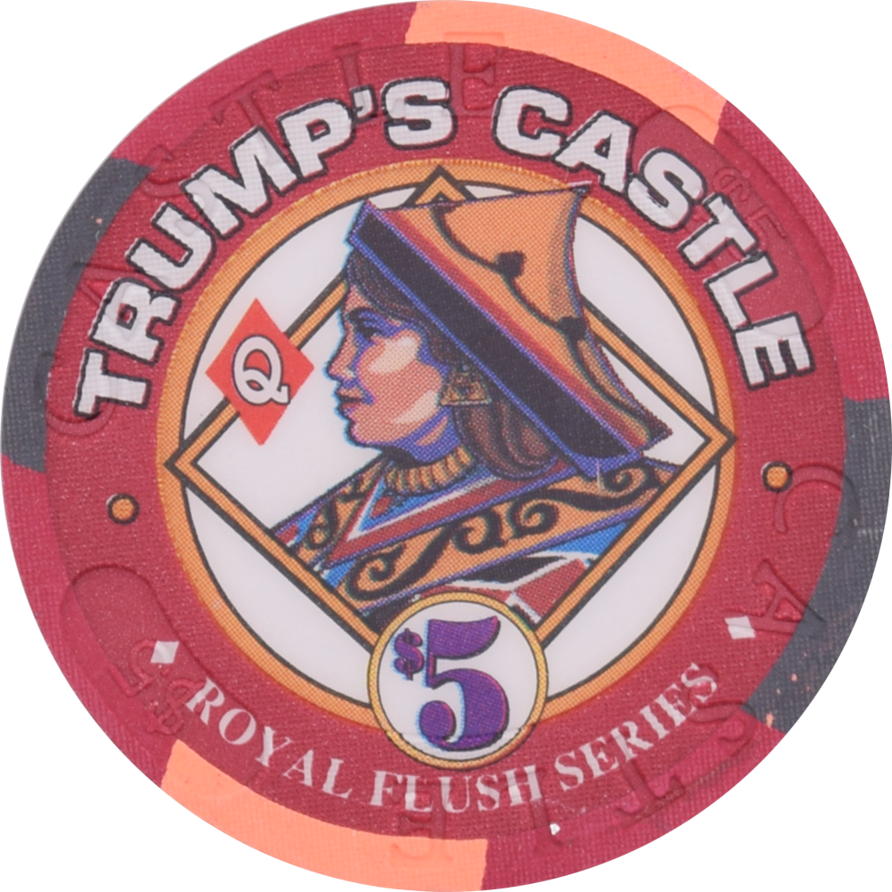 Trump's Castle Casino Atlantic City New Jersey $5 Queen of Diamonds Chip